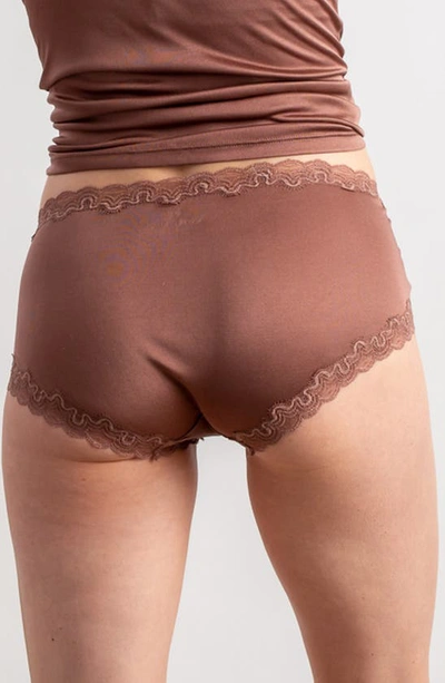 Shop Uwila Warrior Soft Silk Lace Trim Silk Briefs In Toffee