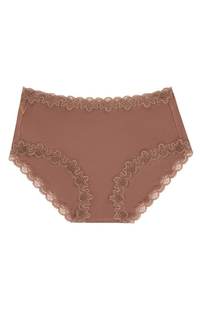 Uwila Warrior Soft Silks Lace-trim Bikini Briefs In Toffee