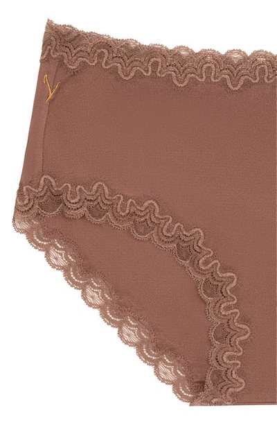 Uwila Warrior Soft Silks Lace-trim Bikini Briefs In Toffee