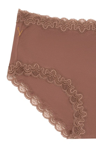 Uwila Warrior Soft Silks Lace-trim Bikini Briefs In Toffee