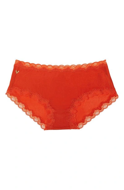 Shop Uwila Warrior Soft Silk Lace Trim Silk Briefs In Spicy Orange