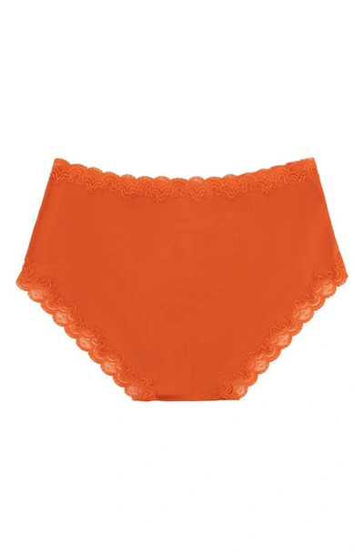 Uwila Warrior Soft Silk Lace Trim Silk Briefs In Spicy Orange