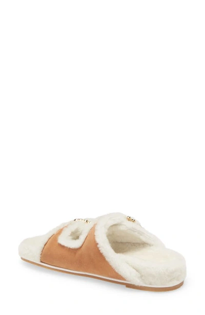 Shop Stuart Weitzman Piper Chill Slide Sandal In Tan/ White