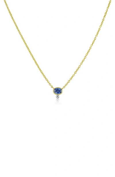 Shop Meira T Sapphire & Diamond Pendant Necklace In Gold/ Blue