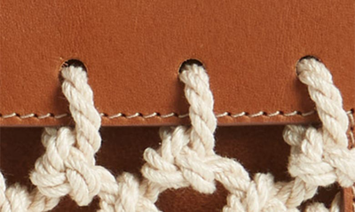 Shop Jil Sander Cotton Net & Leather Crossbody Bag In Medium Brown