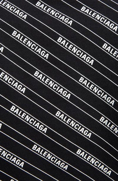 Shop Balenciaga Allover Lines Logo Tee In 1000-black