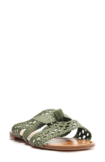 Shop Alexandre Birman Clarita Woven Slide Sandal In Green Tea