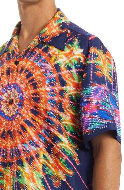 Shop Dolce & Gabbana Illumination Print Silk Button-up Camp Shirt In Hh3og Luminarie