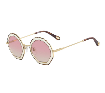 Shop Chloé Pink Geometric Ladies Sunglasses Ce147s 257 56