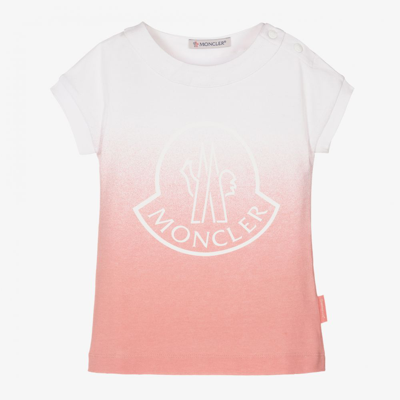 Shop Moncler Girls Pink Cotton Logo Dress
