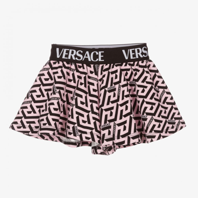 Shop Versace Girls Pink Greca Signature Shorts