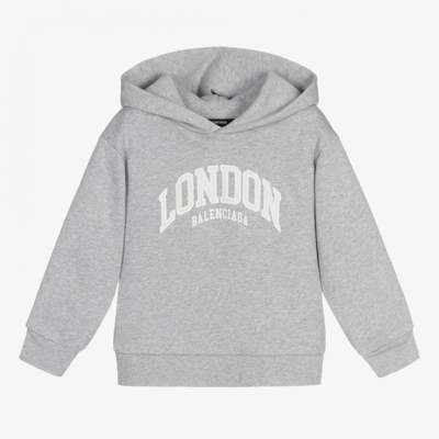 Shop Balenciaga Grey London Cotton Hoodie