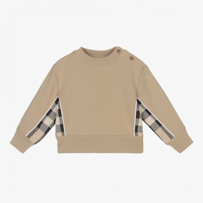 Shop Burberry Baby Boys Cotton Sweatshirt In Beige