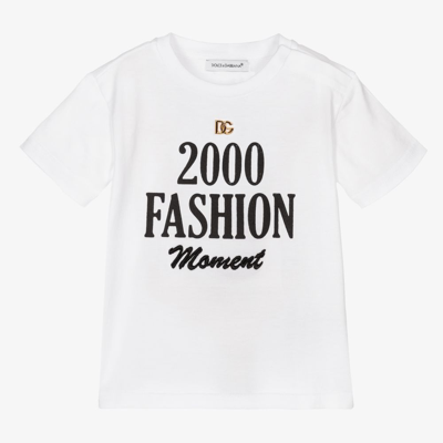 Shop Dolce & Gabbana Baby Girls White Cotton T-shirt