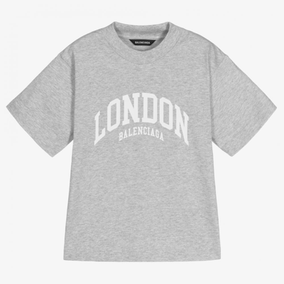 Shop Balenciaga Grey London Cotton T-shirt