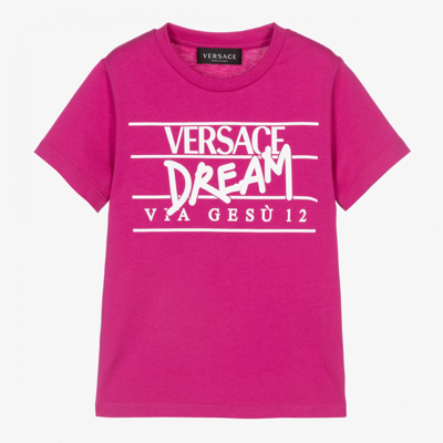 Shop Versace Girls Pink Dream Logo T-shirt