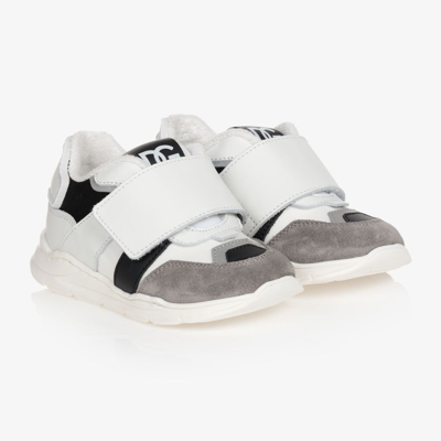 Shop Dolce & Gabbana Boys White & Black Velcro Sneakers