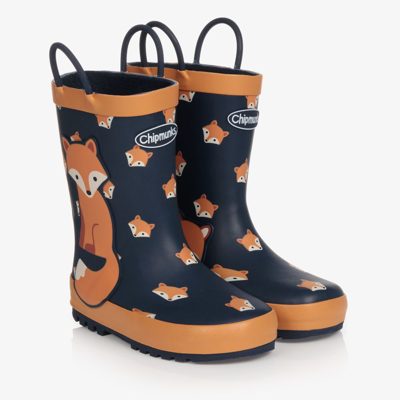 Shop Chipmunks Boys Blue & Orange Fox Rain Boots