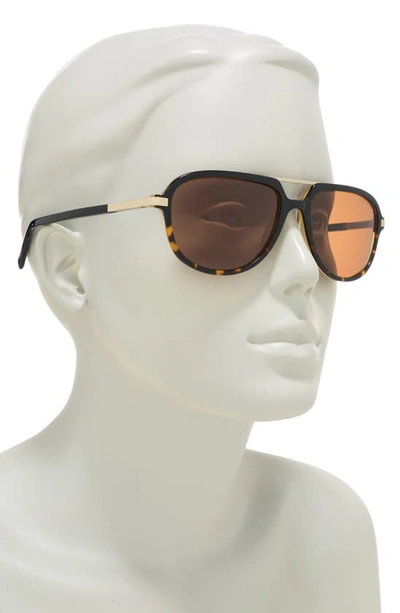 Shop Ted Baker 59mm Polarized Aviator Sunglasses In Black Tortoise