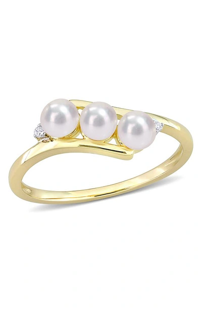 Shop Delmar 3.5-4mm White Cultured Freshwater Pearl Diamond Ring