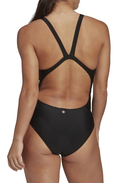 Shop Adidas Originals Mid 3-stripes One-piece Swimsuit In Black