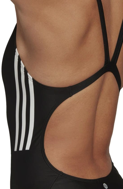 Shop Adidas Originals Mid 3-stripes One-piece Swimsuit In Black