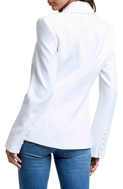 Shop L Agence Kenzie Double Breasted Blazer In White/ White