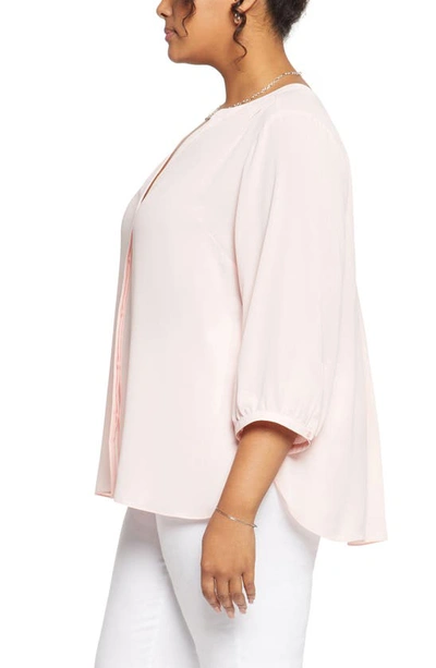 Shop Nydj Semisheer Pintuck Blouse In Carnation