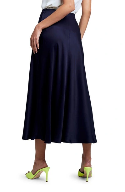 Shop L Agence Clarisa Bias Cut Satin Skirt In Midnight