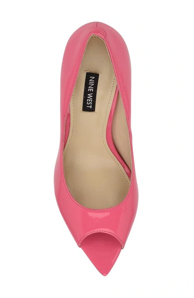 Shop Nine West Prizz Open Toe Pump In Pink Patent