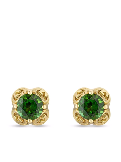 Gucci Women's 18k Yellow Gold & Green Tourmaline Interlocking G Earrings  With Butterfly Clasp | ModeSens