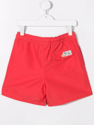 Shop Ralph Lauren Logo Swim Shorts In Red