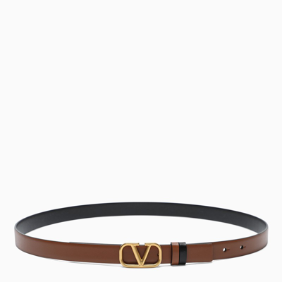 Shop Valentino Brown/black Vlogo Reversible Belt 20 Mm