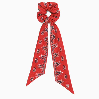 Shop Saint Laurent Red Bandana Scrunchie