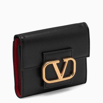 Shop Valentino Black/red Vlogo Wallet