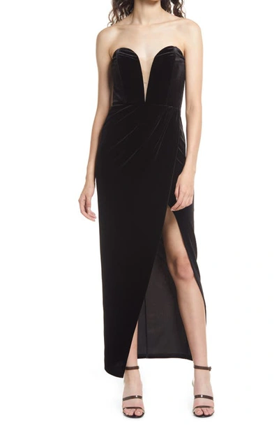 Shop Lulus My Dream Come True Velvet Strapless Dress In Black