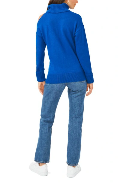 Shop 1.state Cutout Shoulder Turtleneck Sweater In Sea Blue