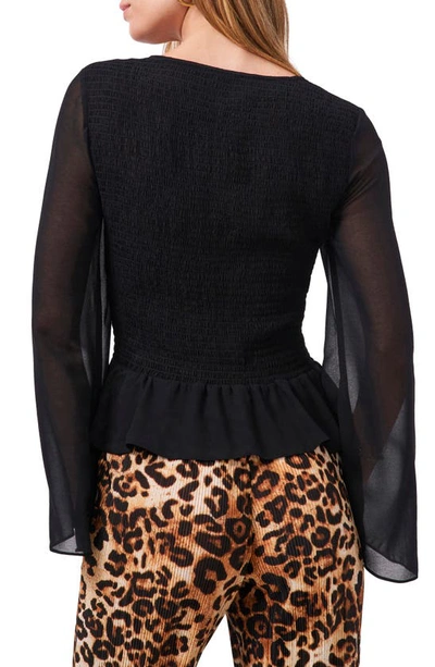 Shop 1.state Ruched Bell Sleeve Top In Rich Black