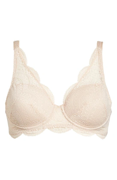 Shop Simone Perele Karma Underwire Lace Demi Bra In Peau Rose