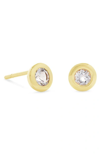 Shop Kendra Scott Aliya White Topaz 18k Gold Vermeil Stud Earrings In Gold Vermiel/ White Topaz