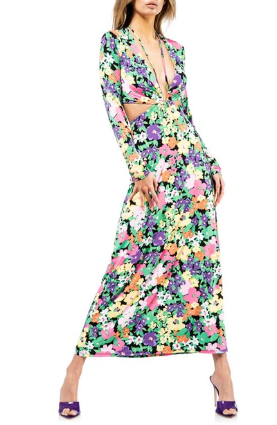 Shop Afrm Monique Mesh Midi Dress In Neon Garden