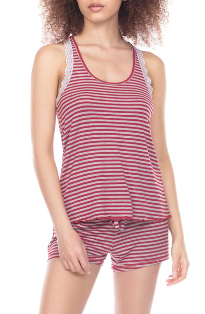 Shop Honeydew Intimates All American Sleep Top & Shorts Set In Teaberry Stripe