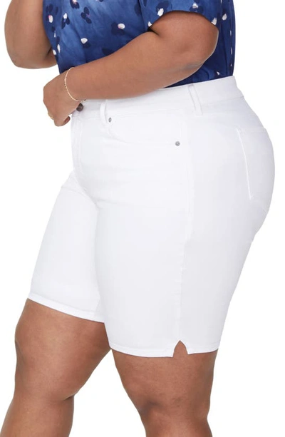 Shop Nydj Ella Side Slit Denim Shorts In Optic White