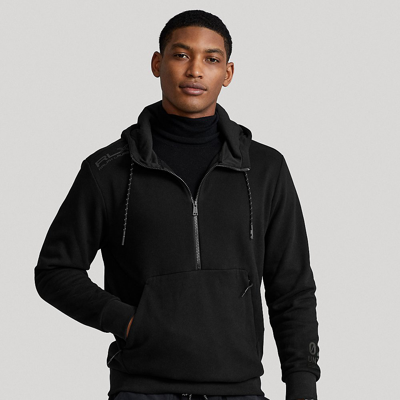 Shop Ralph Lauren Fleece Half-zip Hoodie In Polo Black