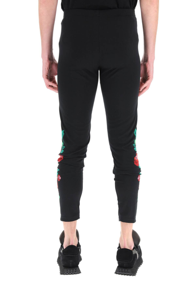 Shop Comme Des Garçons Homme Deux Comme Des Garcons Homme Plus Floral Embroidered Leggings In Black