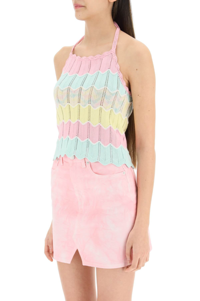 Shop Moschino Chevron Knit Top In Mixed Colours