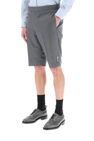 Shop Thom Browne Super 120s Wool Shorts In Grey