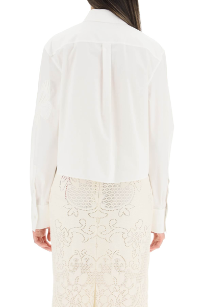 Shop Valentino Embroidered Poplin Shirt In White