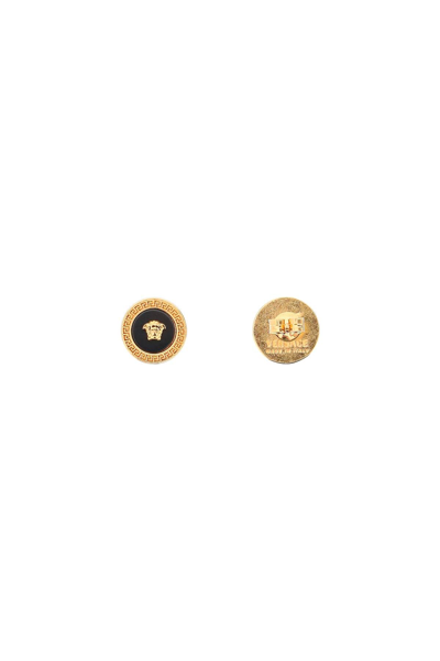 Shop Versace Button Earrings With Medusa In Mixed Colours