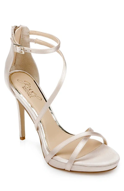 Shop Jewel Badgley Mischka Galen Strappy Platform Sandal In Champagne Satin